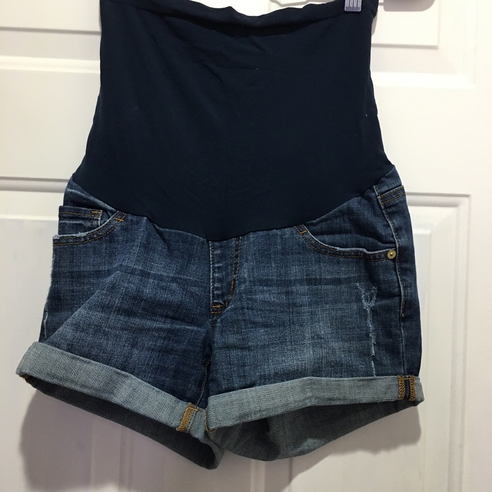 Denim maternity shorts